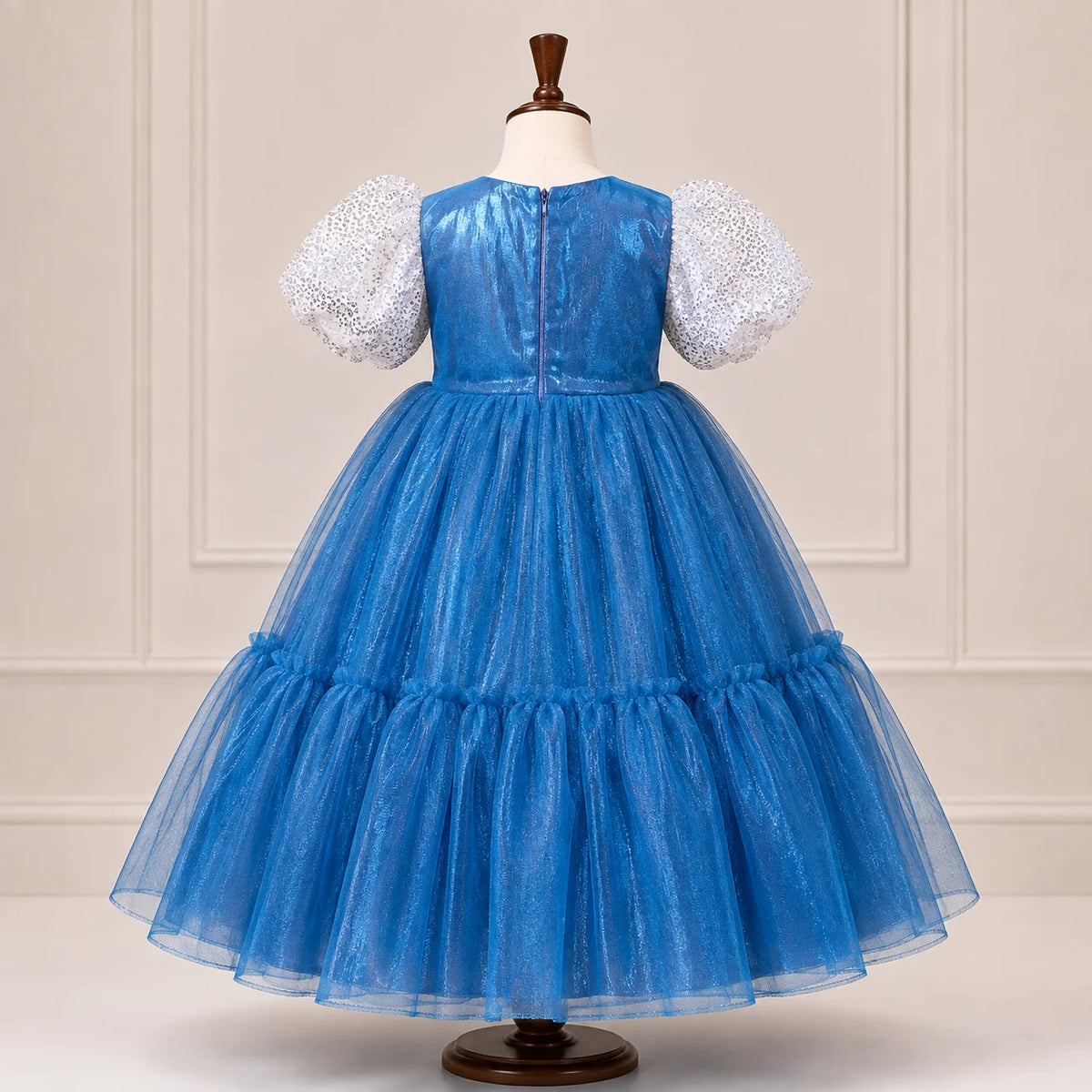 Girls Blue Sequin & Tulle Party Dress