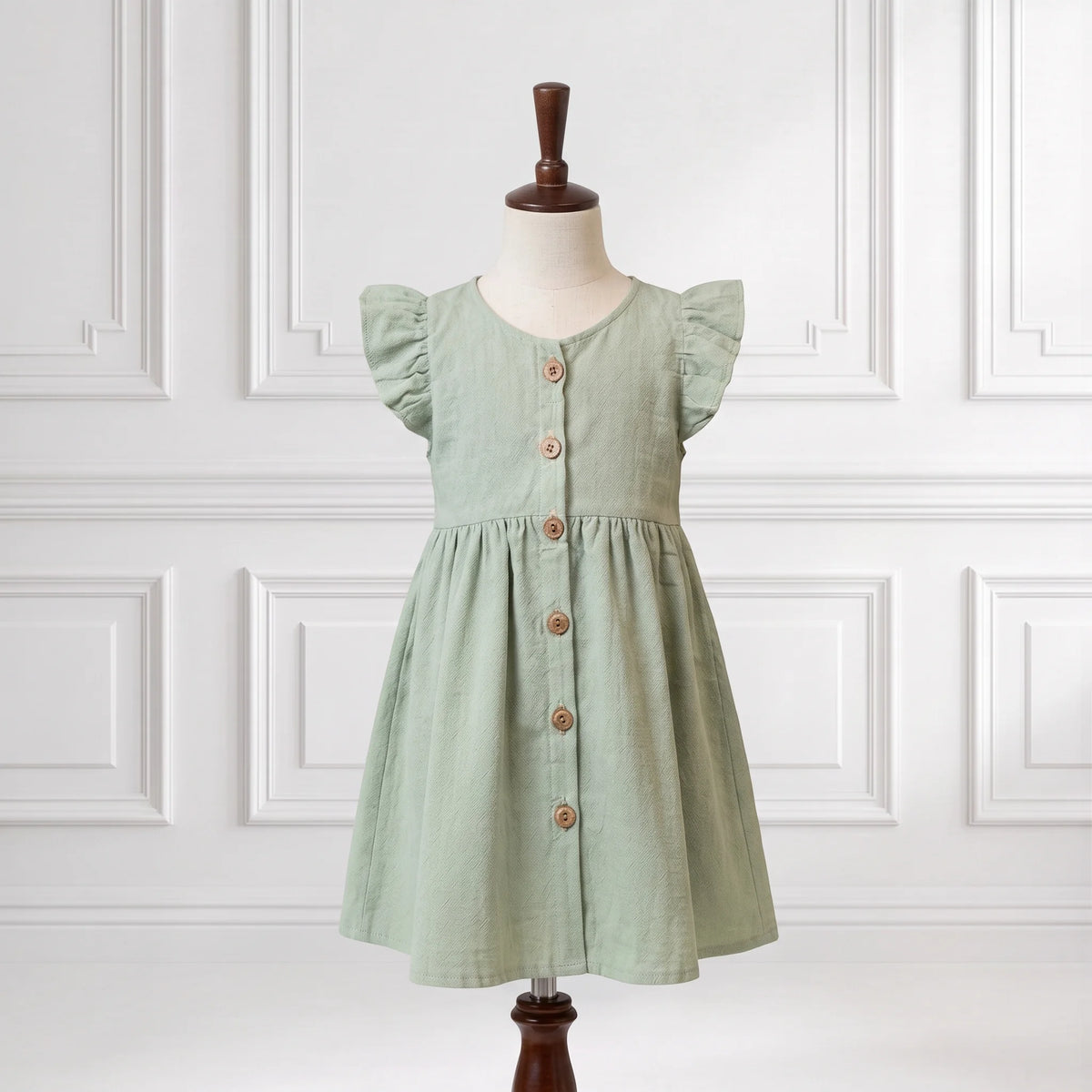 Sage Green Ruffled Lawn Dress