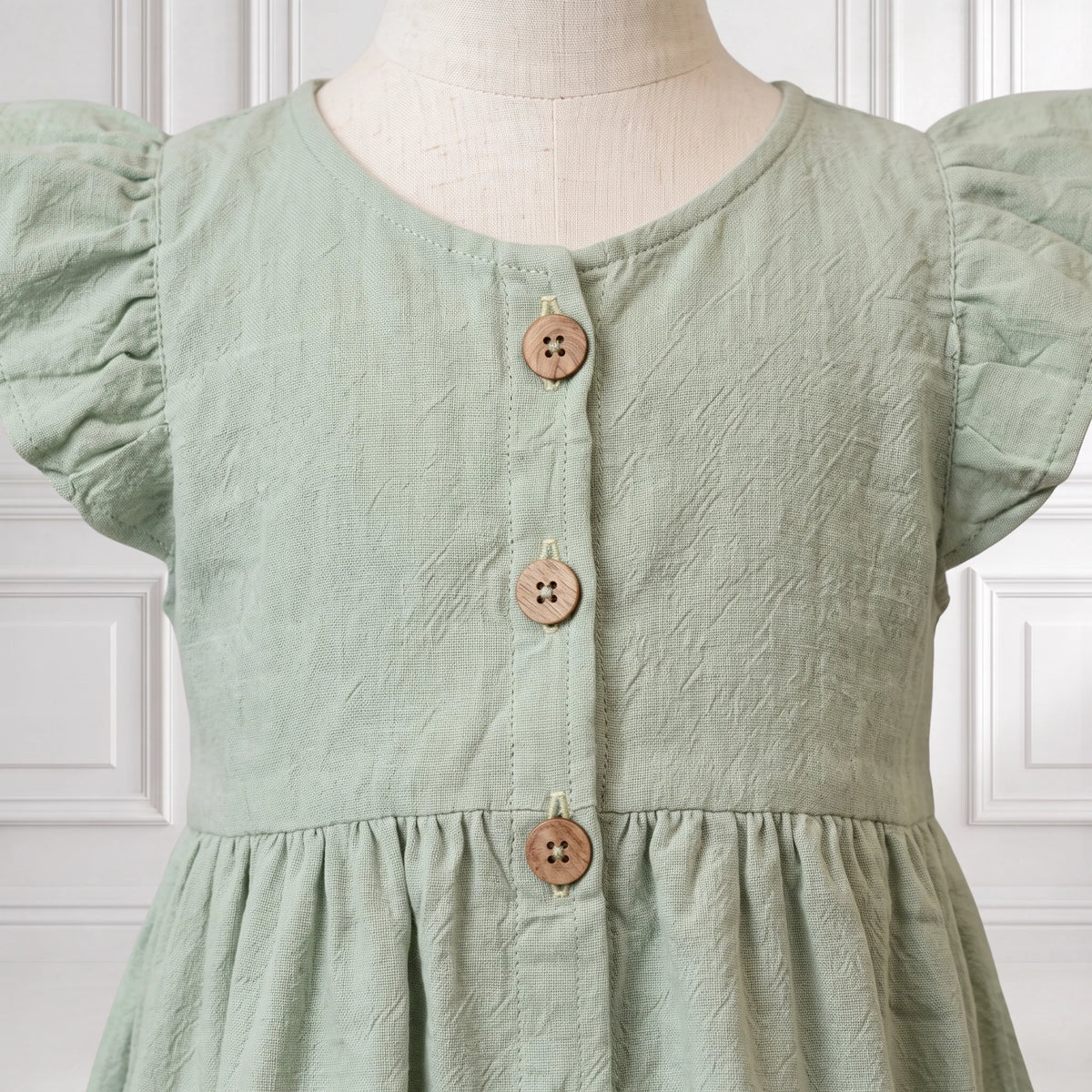 Sage Green Ruffled Lawn Dress