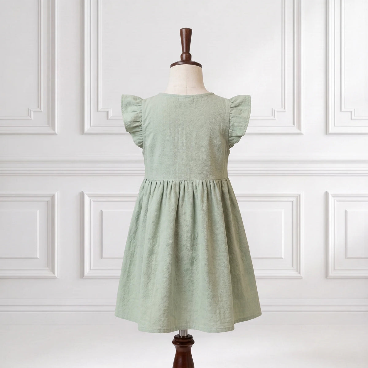 Sage Green Ruffled Lawn Dress
