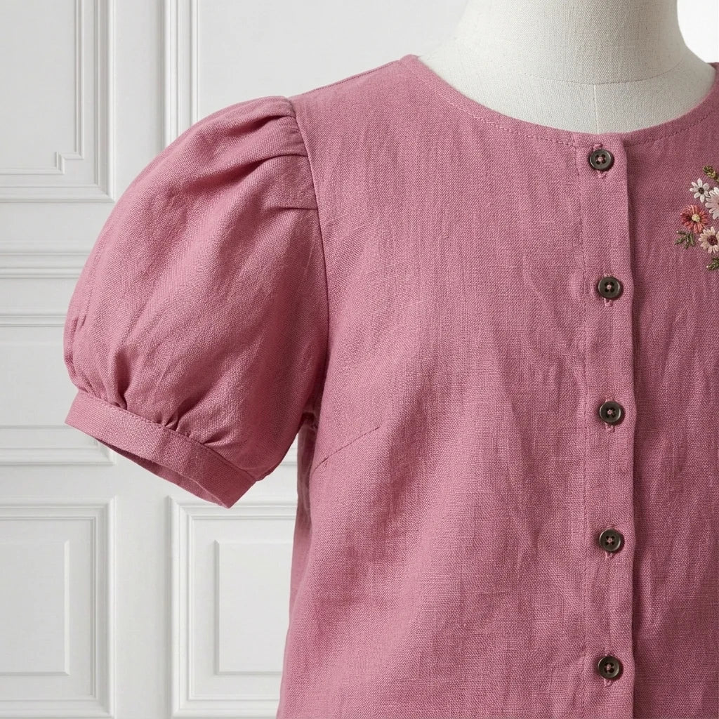 Dusty Rose Embroidered Two-Piece Cotton Set