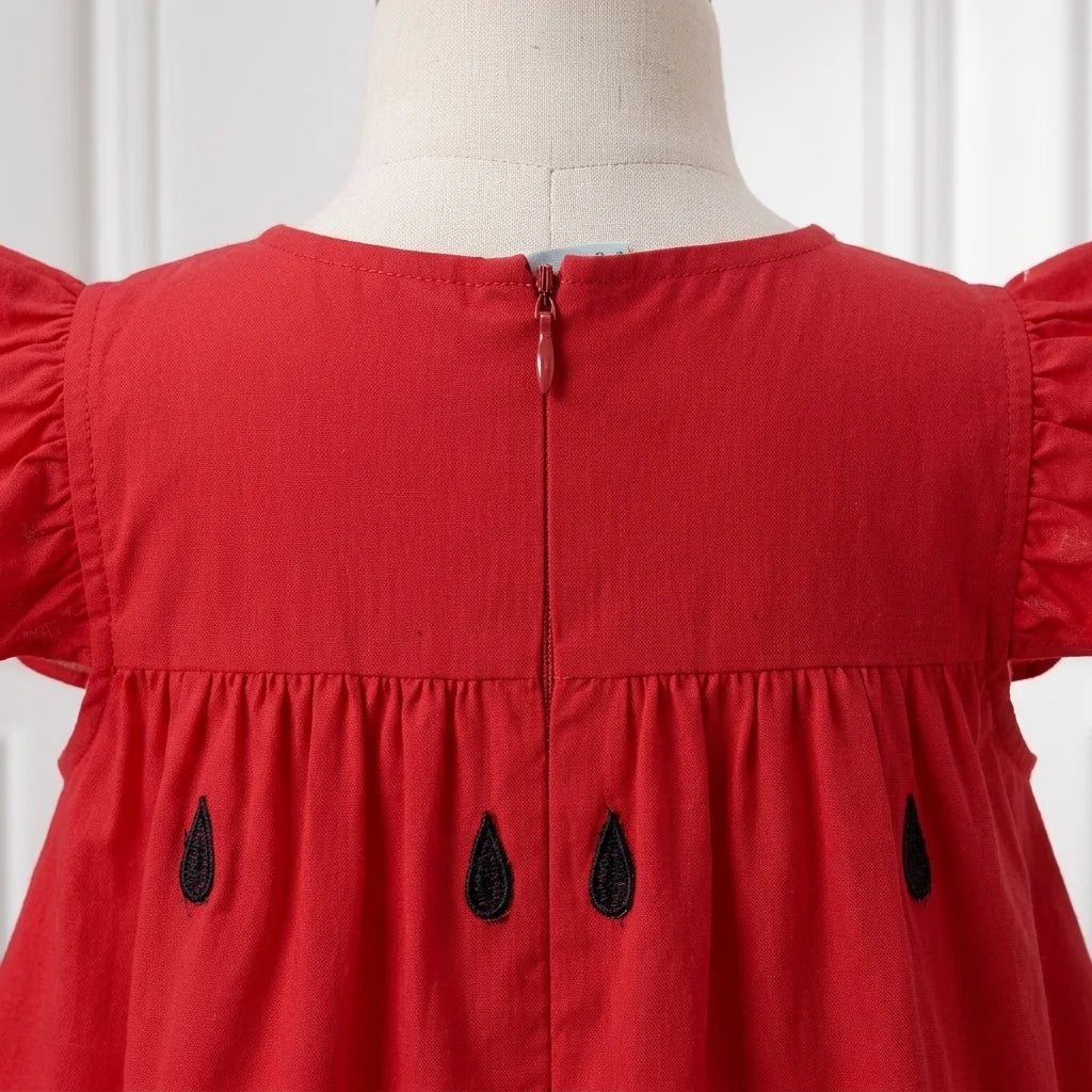 Watermelon Red & Green Tiered Dress
