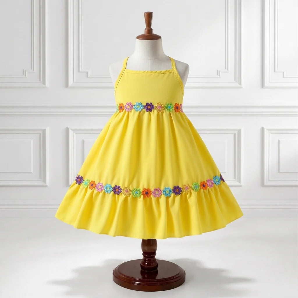 Sunshine Yellow Daisy Floral Lawn Dress
