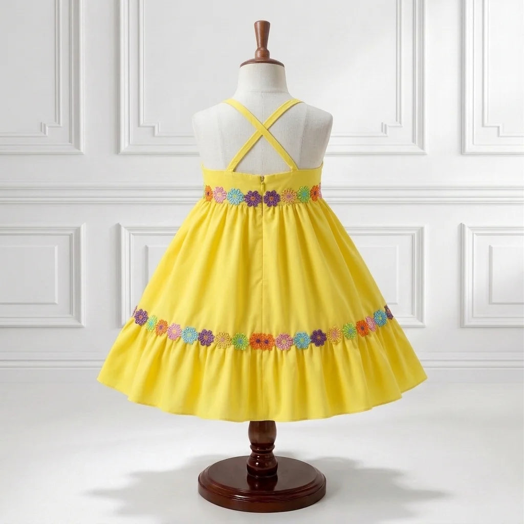 Sunshine Yellow Daisy Floral Lawn Dress