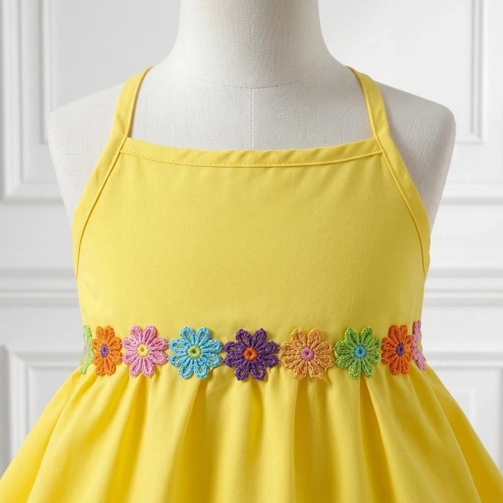 Sunshine Yellow Daisy Floral Lawn Dress