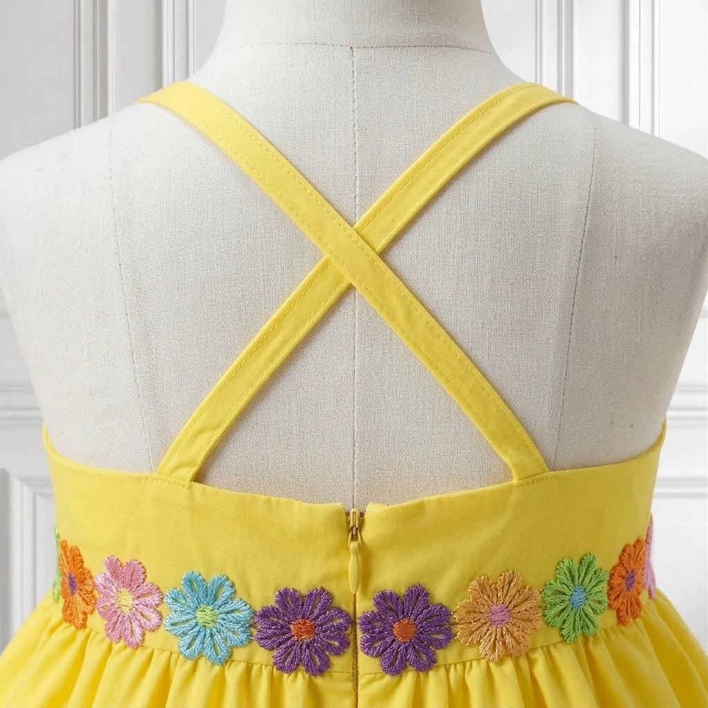 Sunshine Yellow Daisy Floral Lawn Dress